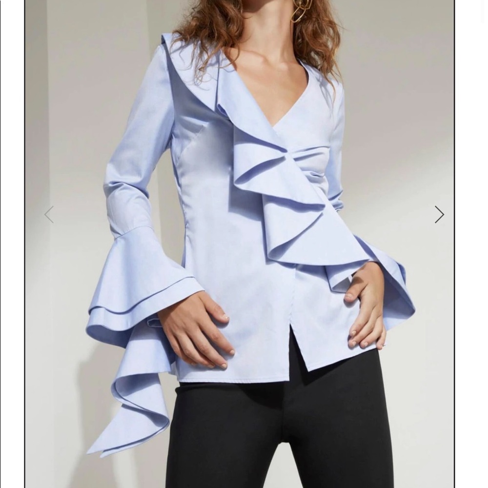 C/MEO Collective Clothing Still Standing Ruffle Wrap Top Bell Flowy Sleeve M - Picture 1 of 9